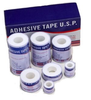 Detailed product image of USP-approved medical adhesive tape, designed for secure fixation of dressings, bandages, and medical devices on patients. The tape features strong adhesion, hypoallergenic materials, and flexible design for comfortable use on various skin types. Ideal for hospitals, clinics, and emergency care settings, it ensures reliable wound care, maintains dressing placement, supports infection prevention, and enhances patient safety, hygiene, and overall effectiveness of medical treatment procedures.