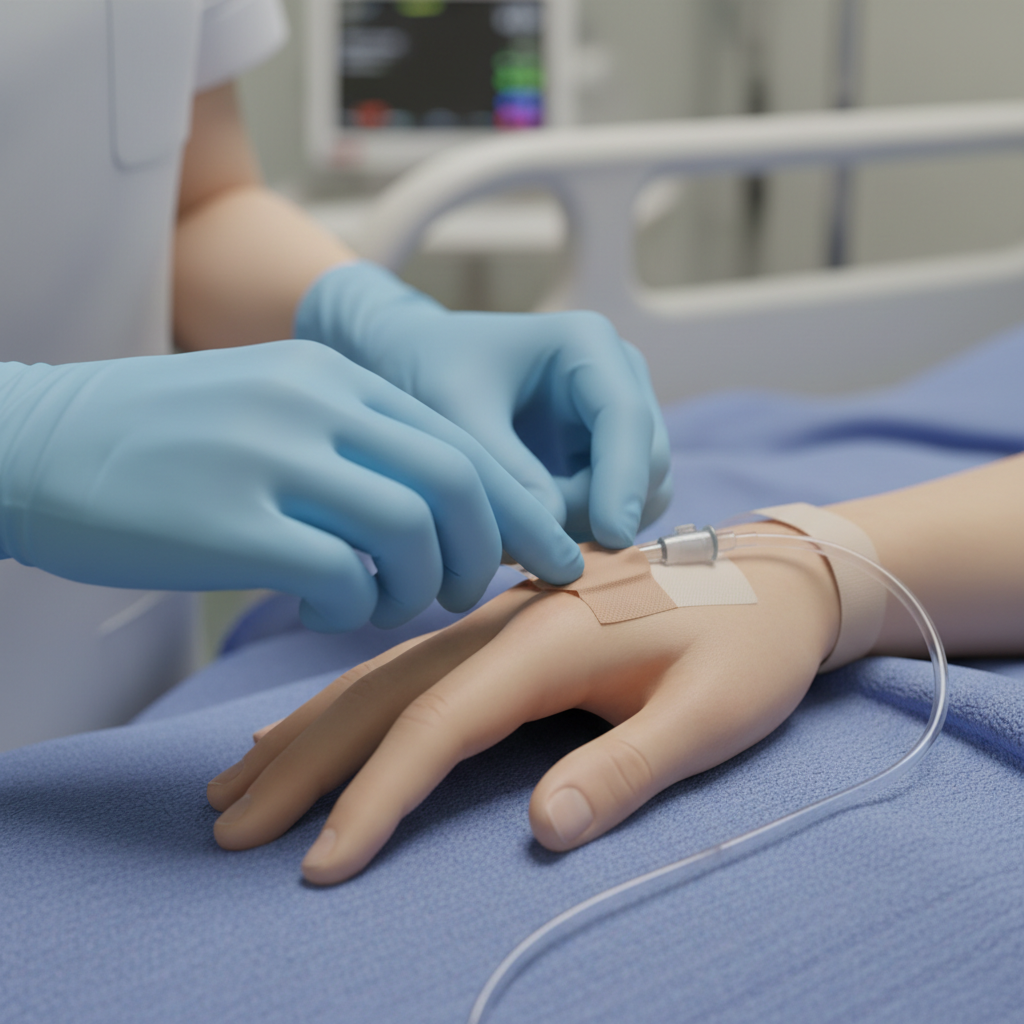 A high-resolution clinical product image displaying a medical-grade cannula fixator engineered for secure intravenous cannula stabilization in hospitals and emergency care settings, highlighting its adhesive backing, breathable structure, ergonomic design, and skin-friendly material that helps prevent accidental displacement, reduces the risk of infection, and enhances patient comfort during IV therapy, infusion procedures, and post-operative treatment managed by trained healthcare professionals in modern clinical environments.